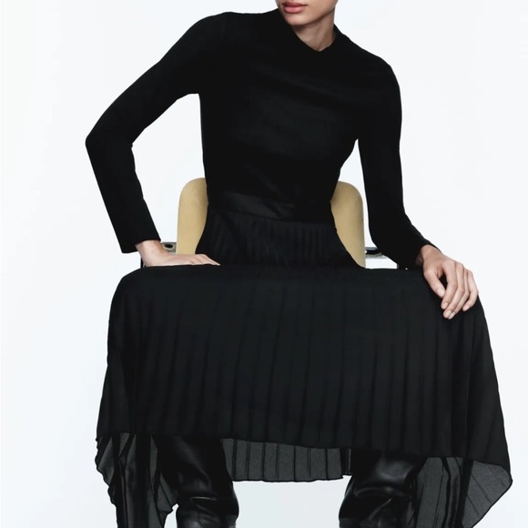 Zara black pleated midi dress - Picture 5 of 6